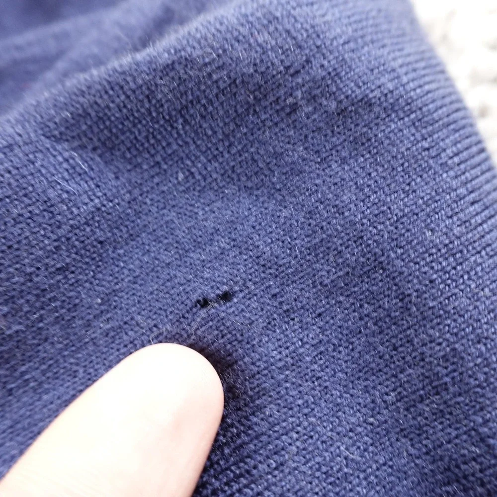 Jos A‎ Bank Sweater Mens L Blue Merino Wool Traveler Pullover 1/4 Zip Cozy Warm